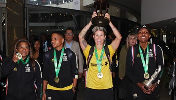 Victorious Banyana back home with trophy